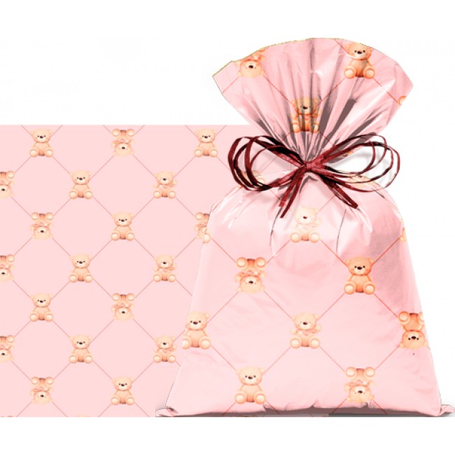 SACO URSINHO BOTONE ROSA 45X59 C/25